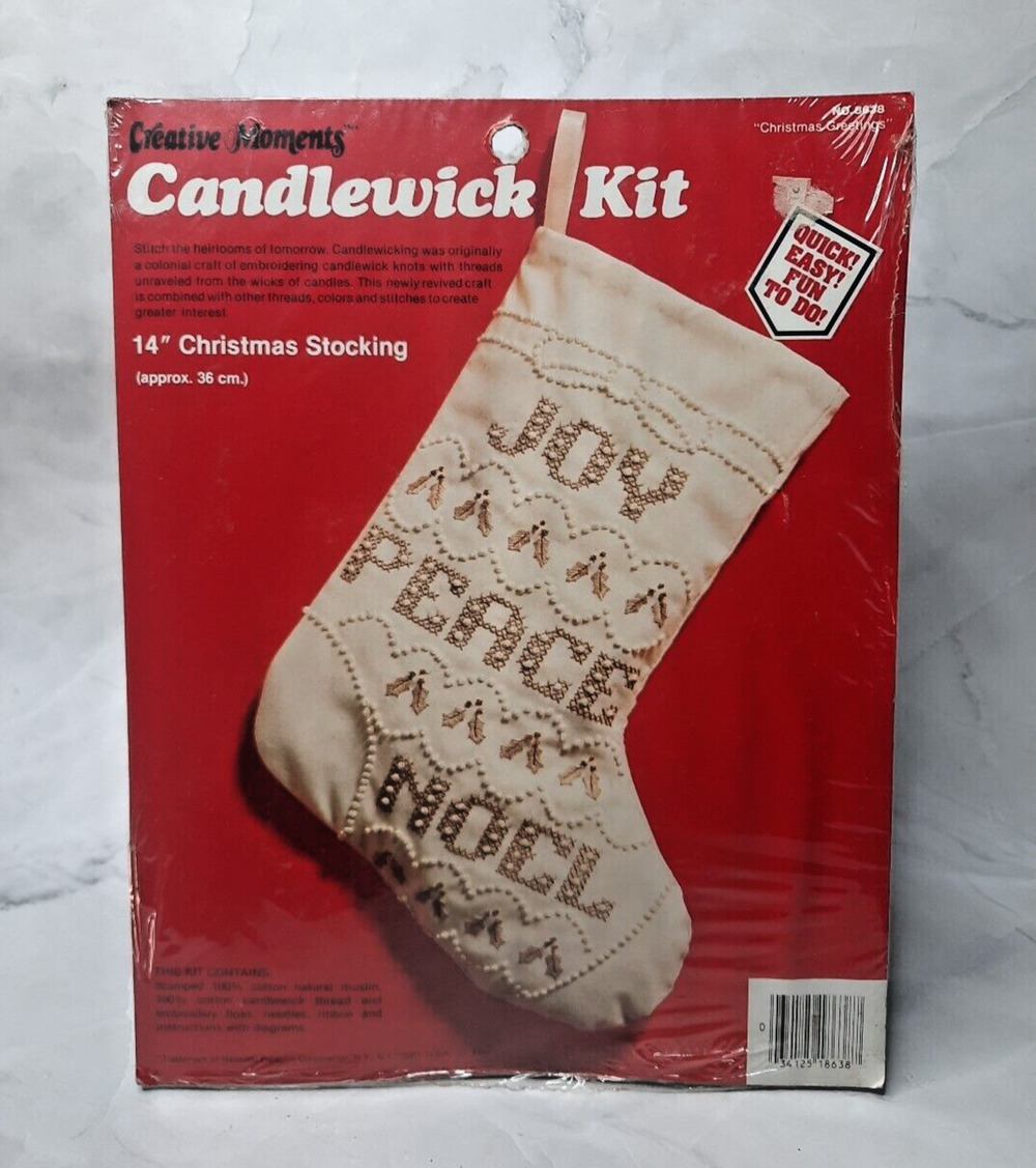 Vtg Paragon Creative Moments Candlewick Stocking Kit Christmas Greetings 8638